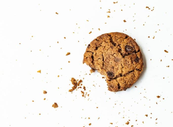 Cookies 1 brown round cookie on white surface